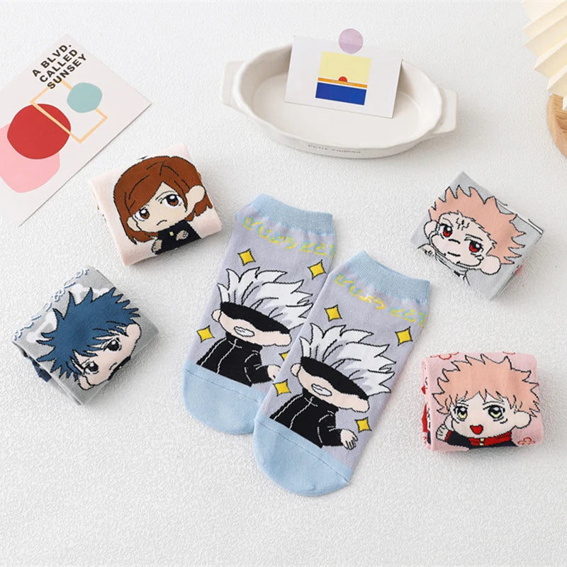 Conjunto de Meias do anime jujutsu kaisen com desenhos