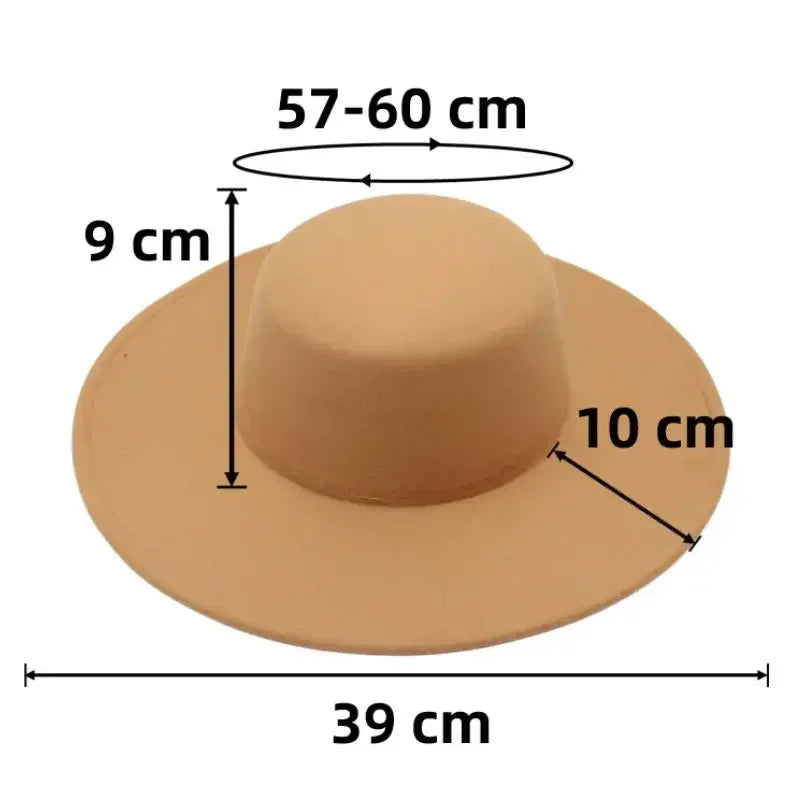 Chapéu fedora francês de aba larga, 10cm, sólido, clássico, lã, jazz, aba plana, chapéu de feltro masculino, elegante, outono inverno, igreja, feminino, chapéu