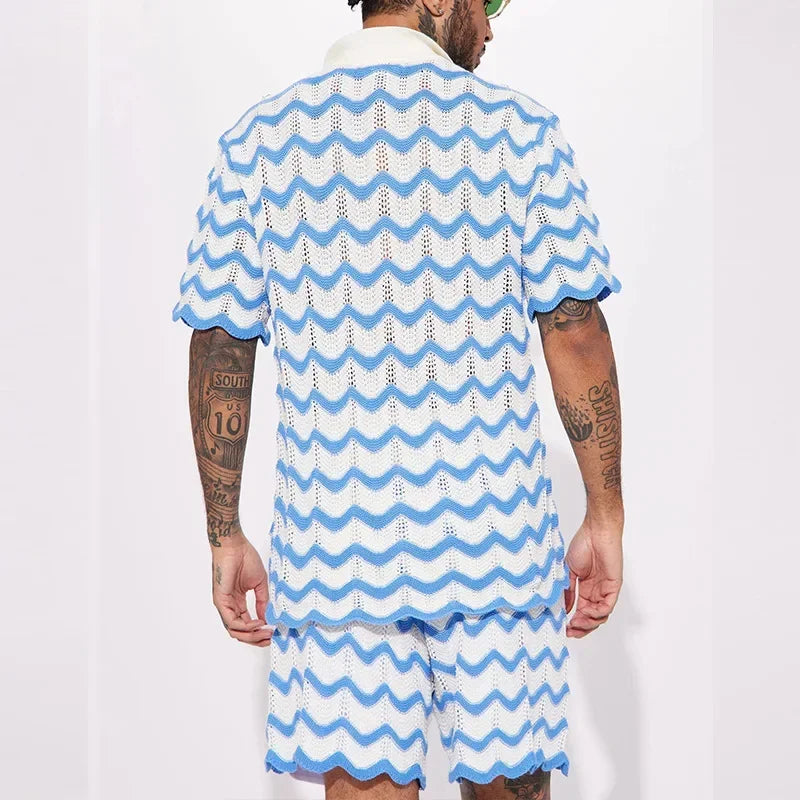 Conjunto masculino malha moda impressão camisas e shorts ternos de duas peças esportes lazer roupas masculinas