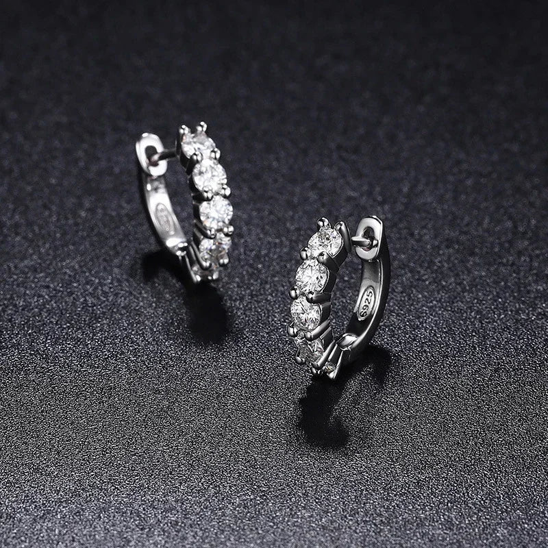 Brincos de Luxo sólido prata esterlina simples zircônia deslumbrante cássico para mulheres casamento banda declaração jóias