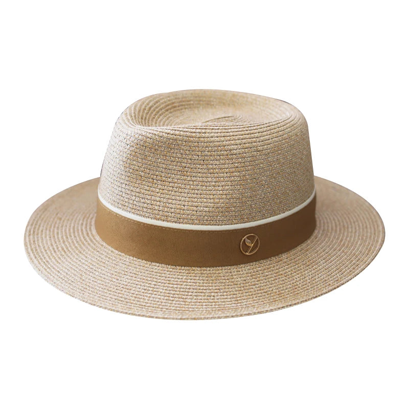 Chapéu panamá natural em forma de palha chapéu verão feminino/homem aba larga praia sol fedora