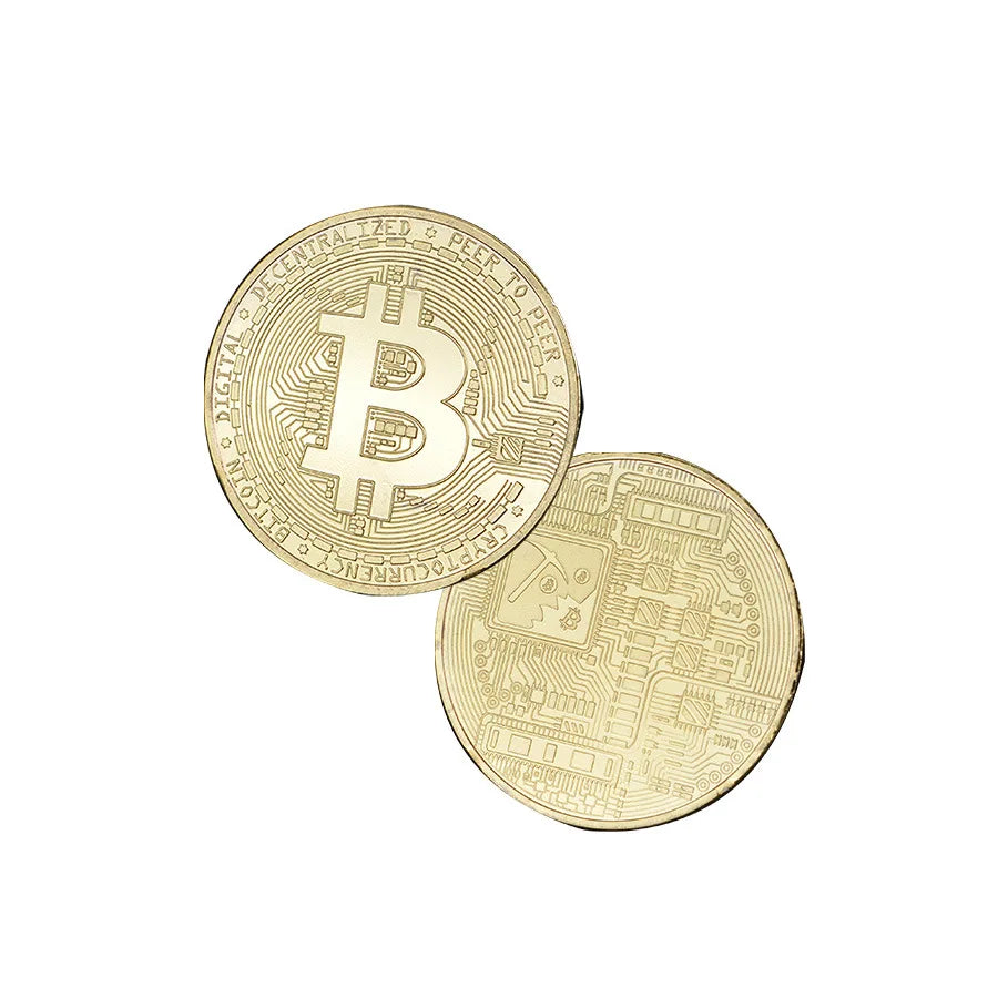 Moedas de bitcoin banhadas a ouro coleção de arte artesanato réplica decoração moeda física metal moeda de prata coleção de arte