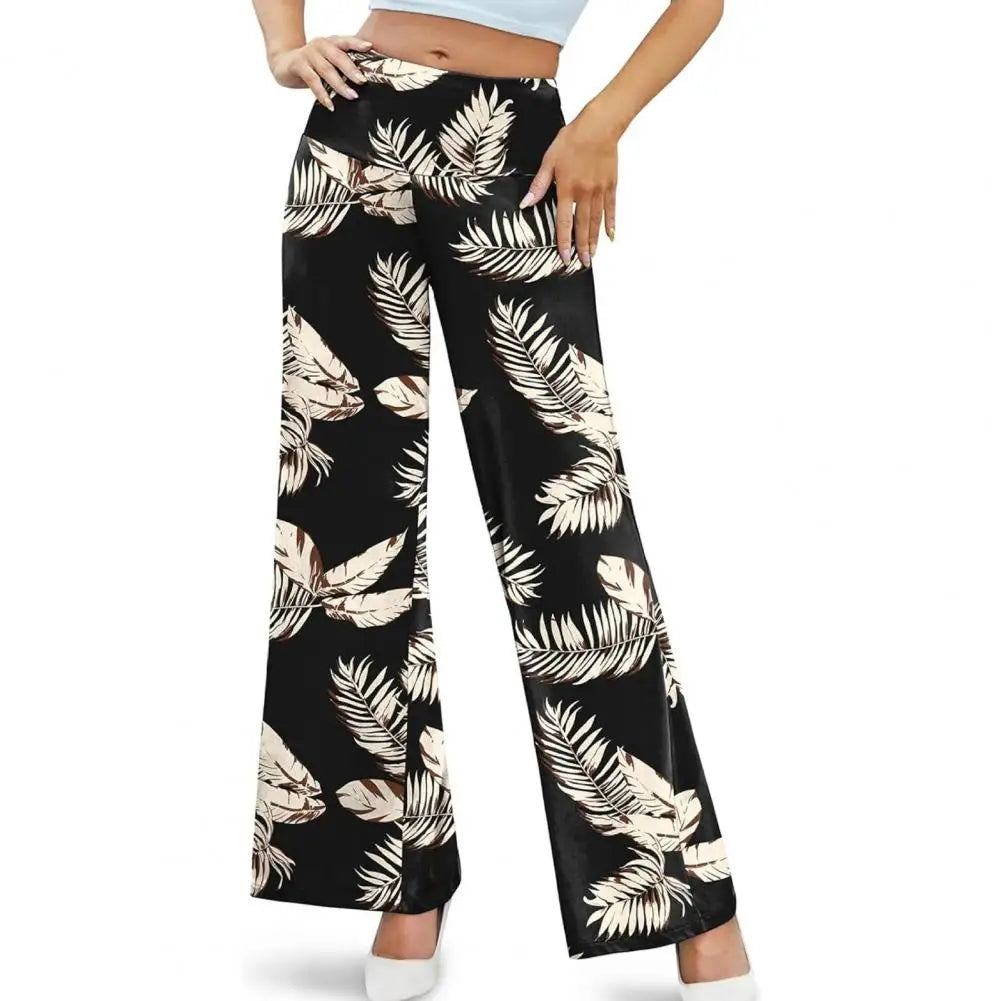 Calças casuais elástico cintura alta perna larga calças compridas elástico escritório calças retas streetwear calças