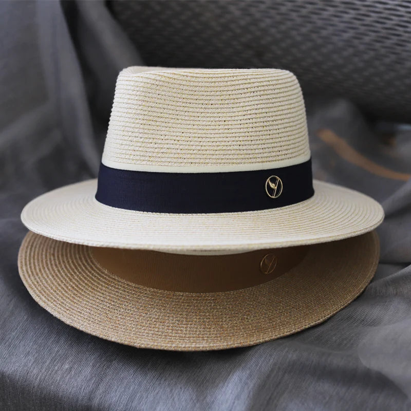 Chapéu panamá natural em forma de palha chapéu verão feminino/homem aba larga praia sol fedora