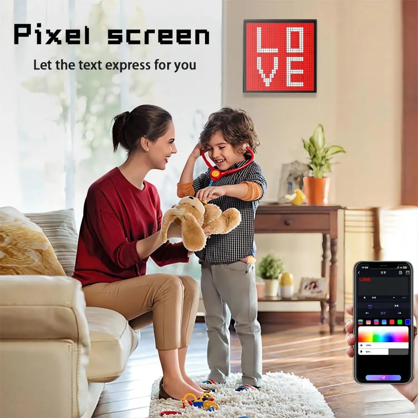 Smart LED Matrix Pixel Display RGB DIY Graffiti Bluetooth App Control Art Display para decoração de sala de jogos Cool Animation Frame