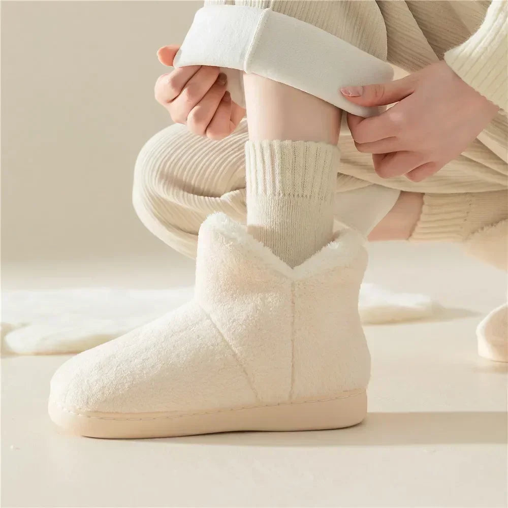 Pares meias femininas de lã outono inverno quente neve markron cor grossa pelúcia peludo macio pós-parto meias chão sono meias