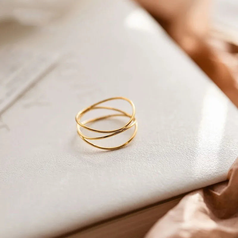 Anél fino feminino requintado clássico anel de aço inoxidável moda jóias presentes