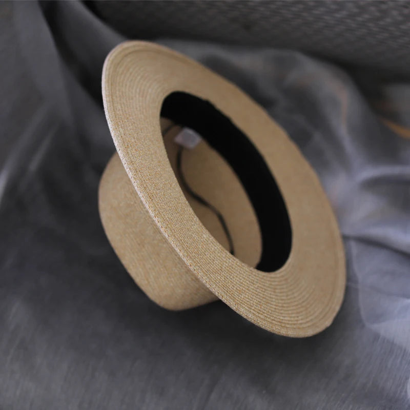 Chapéu panamá natural em forma de palha chapéu verão feminino/homem aba larga praia sol fedora