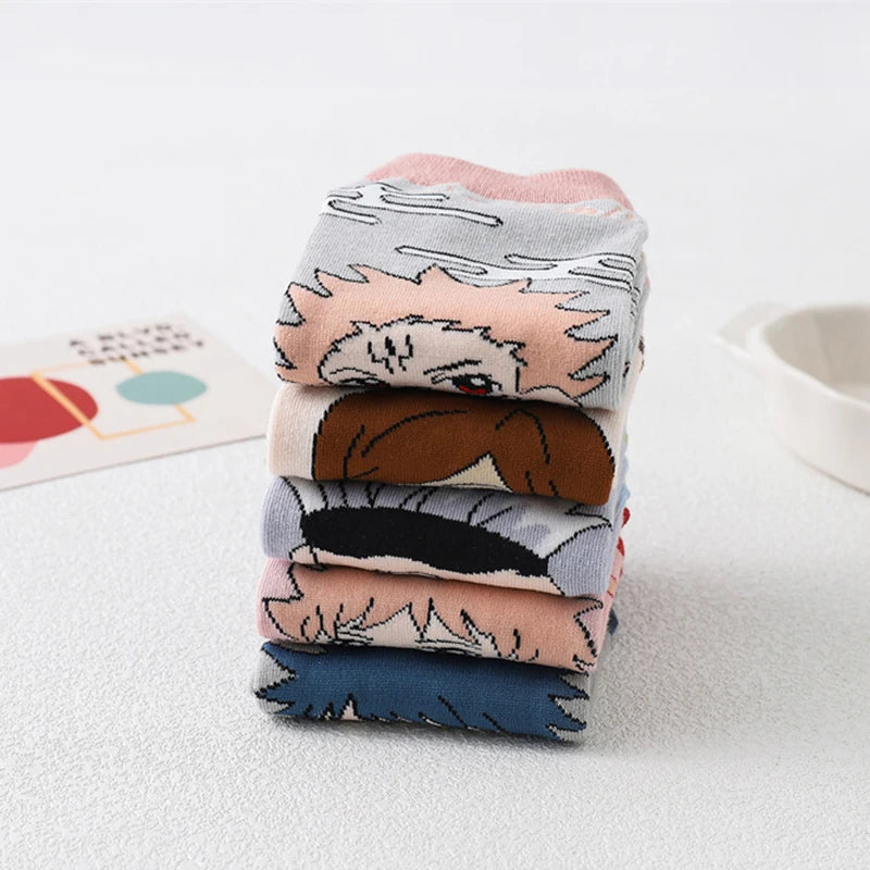 Conjunto de Meias do anime jujutsu kaisen com desenhos