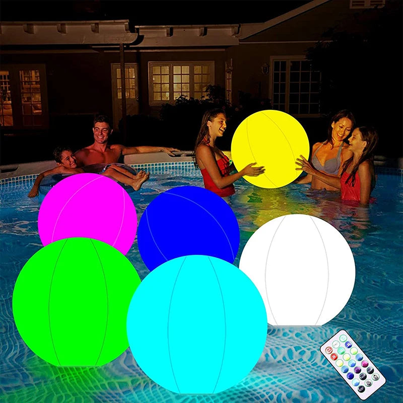 Balão LED de 40 cm Grande Bola de Praia Inflável Brilhante 16 Cores Controle Remoto Bolas Infláveis À Prova D'Água Para Festa na Piscina