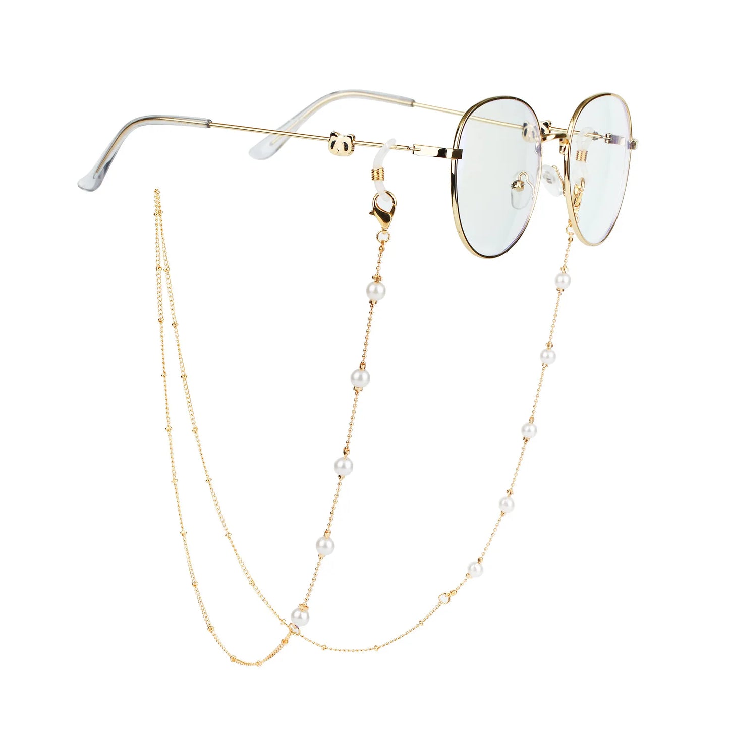 Corrente pérola cor de ouro corrente para óculos de sol moda feminina lua estrela mau olho colar cordão segurar óculos cintas acessórios
